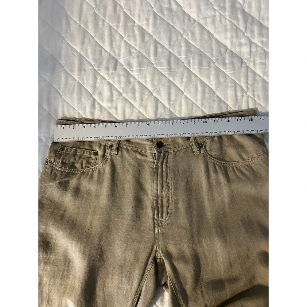 John Varvatos USA Linen Trousers 36 Regular Khaki Quiet‎ Luxury Coastal Resort